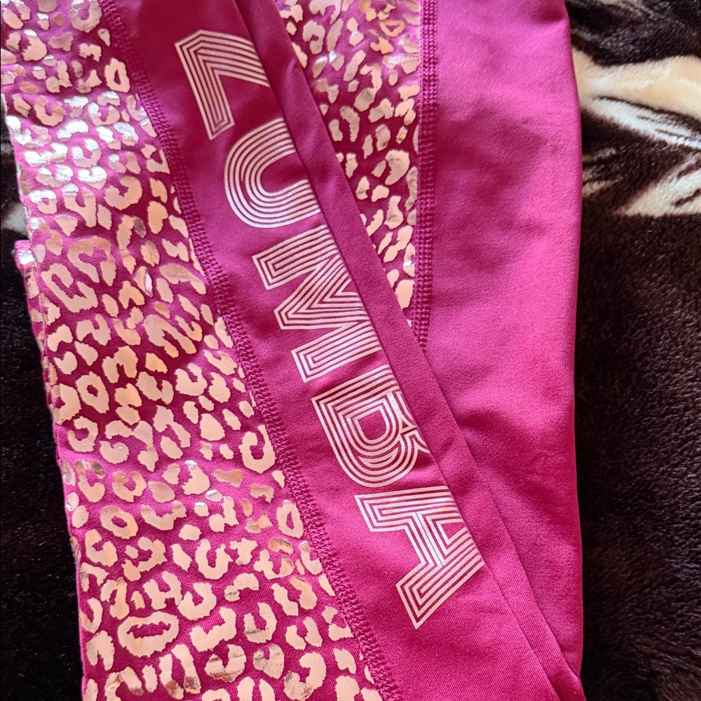 Zumba Fitness Pink Leopard Leggings S NWOT